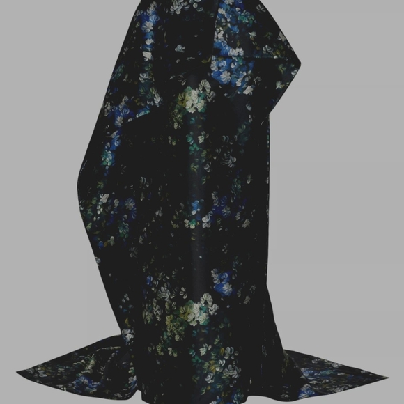 Amsale Floral Mikado Peplum Train Gown - Picture 7 of 7